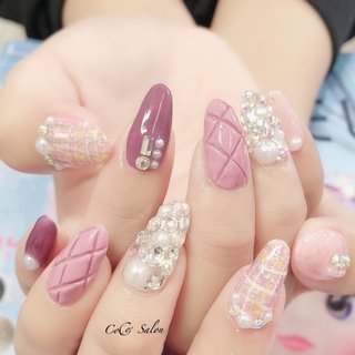 2024年】新着順｜パープル(紫)/キルティングネイルのネイルデザイン(12  