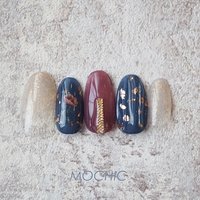 押し花 ネイビーのネイルデザイン ネイルブック