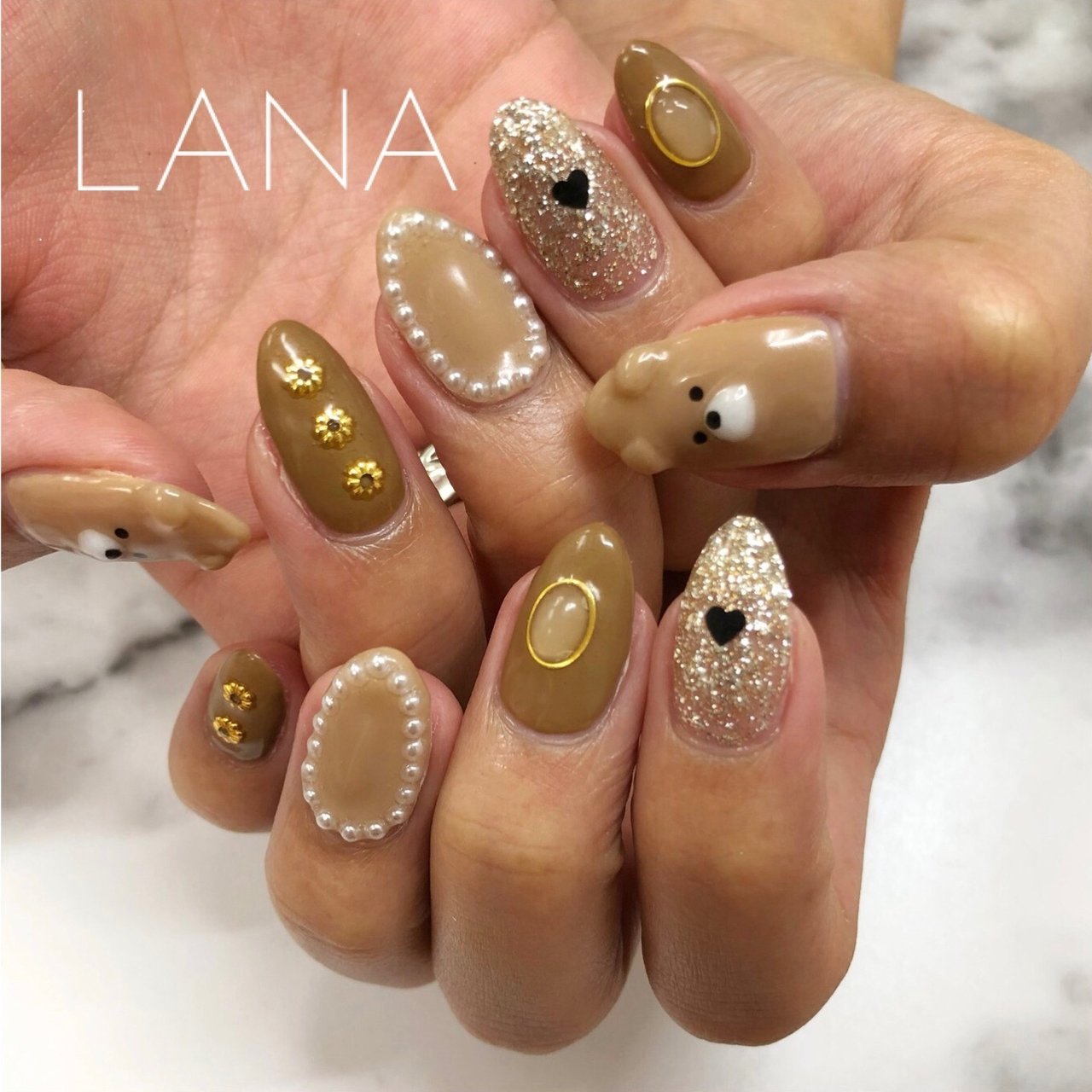 ベージュ ブラウン ゴールド お客様 Lana Nailのネイルデザイン No ネイルブック