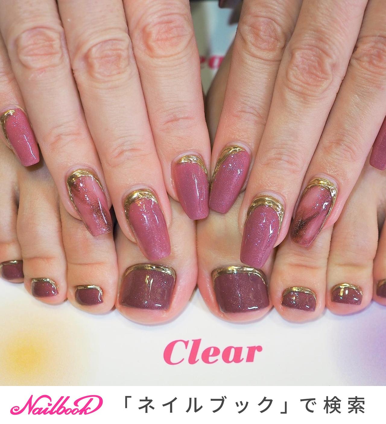 ニュアンス レッド ゴールドのネイルデザイン ネイルブック
