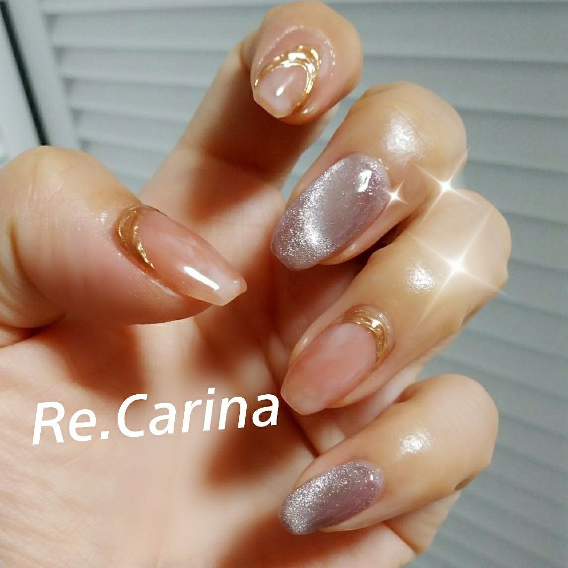 オールシーズン ハンド 変形フレンチ タイダイ ミラー Re Carina Mayuのネイルデザイン No ネイルブック