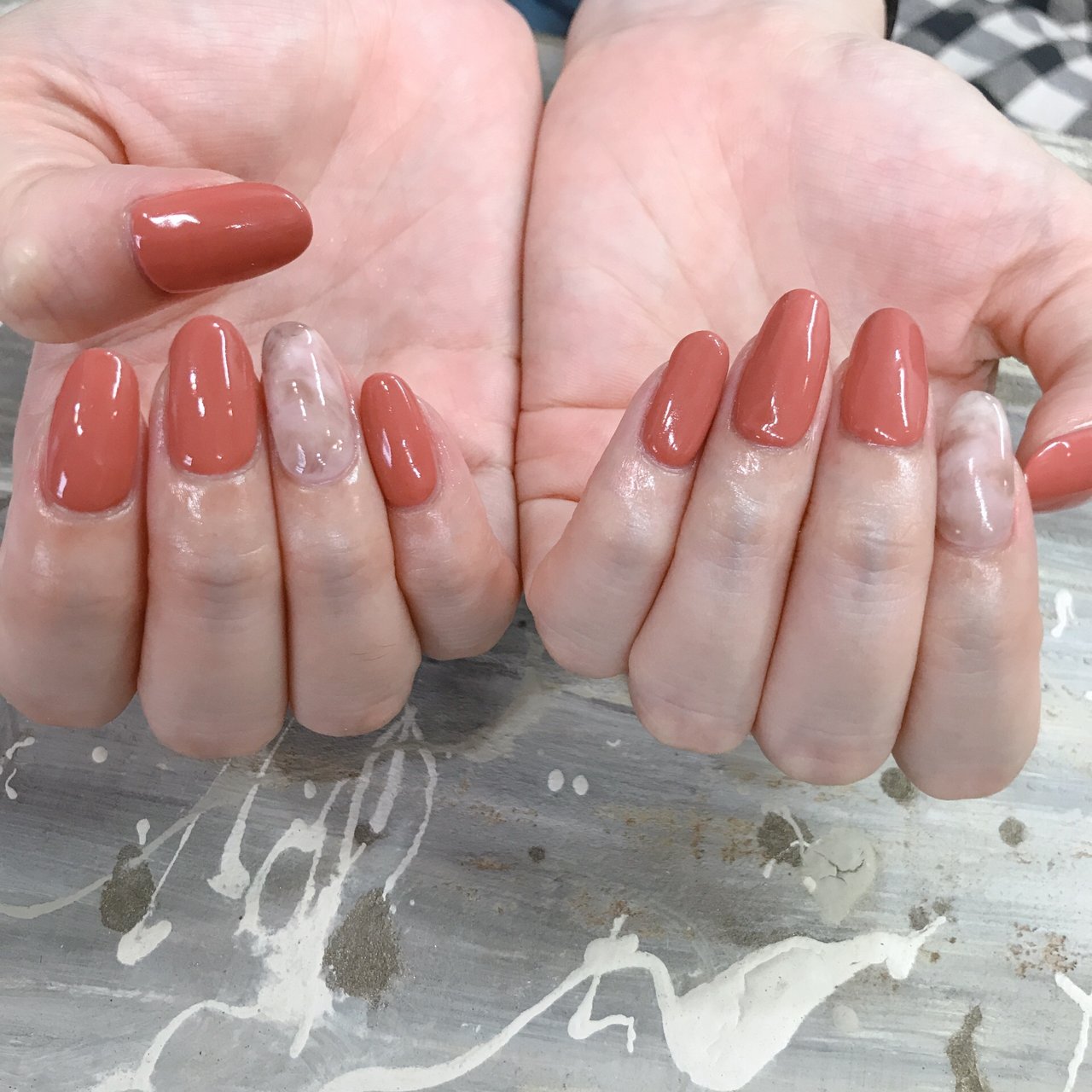 オールシーズン ハンド シンプル タイダイ オレンジ Verba Matsudo Nail Eyeworksのネイルデザイン No ネイルブック