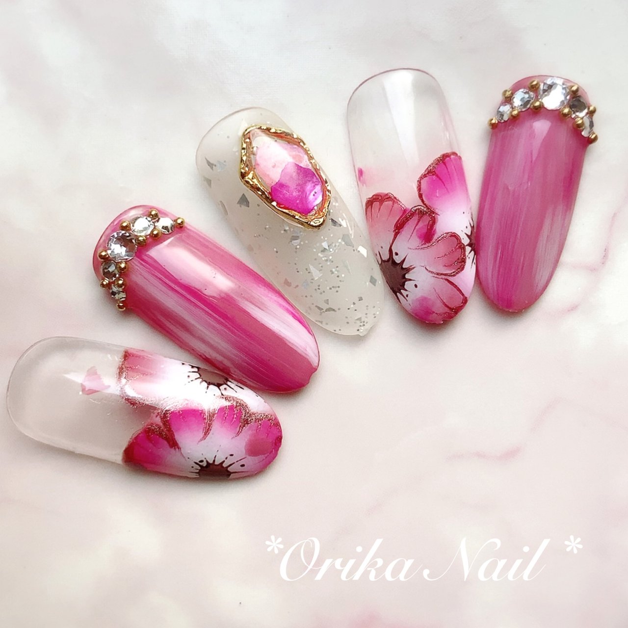 オールシーズン ハンド グラデーション フラワー シェル Nail Chakiのネイルデザイン No ネイルブック