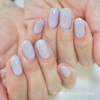 ラベンダーグレージュネイルのネイルデザイン ネイルブック