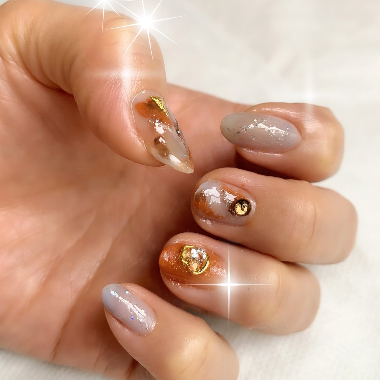 秋 冬 オールシーズン ラメ タイダイ ちゃめのネイルデザイン No ネイルブック