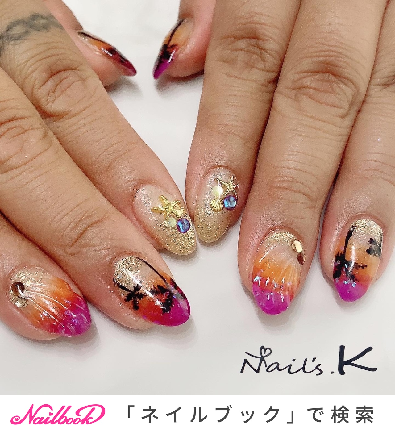 人気順｜オレンジ/ジェルネイル/#nails.kのネイルデザイン