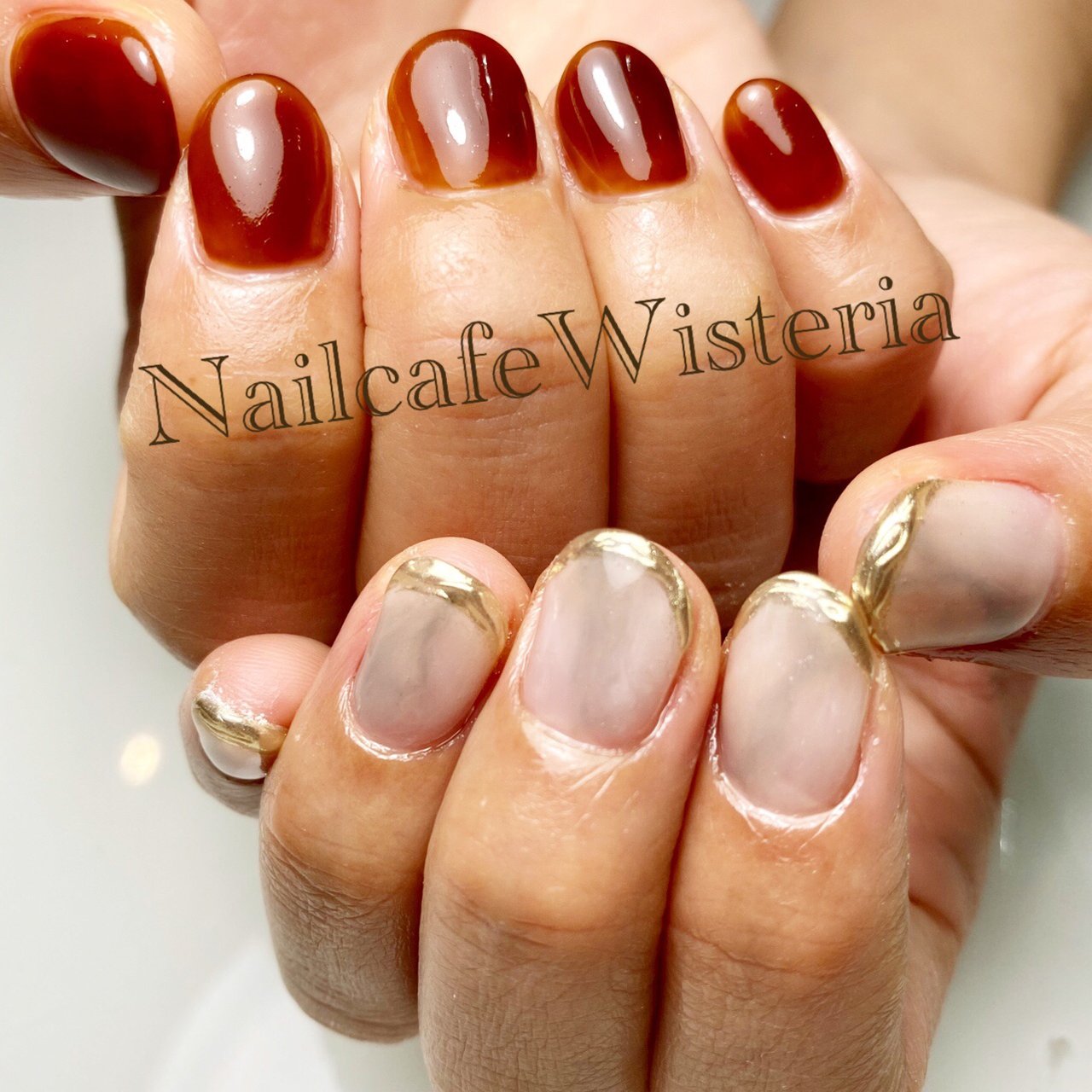 ブラウン グレー ゴールド Nailcafewisteriaのネイルデザイン No ネイルブック