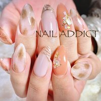 シェル オレンジのネイルデザイン ネイルブック