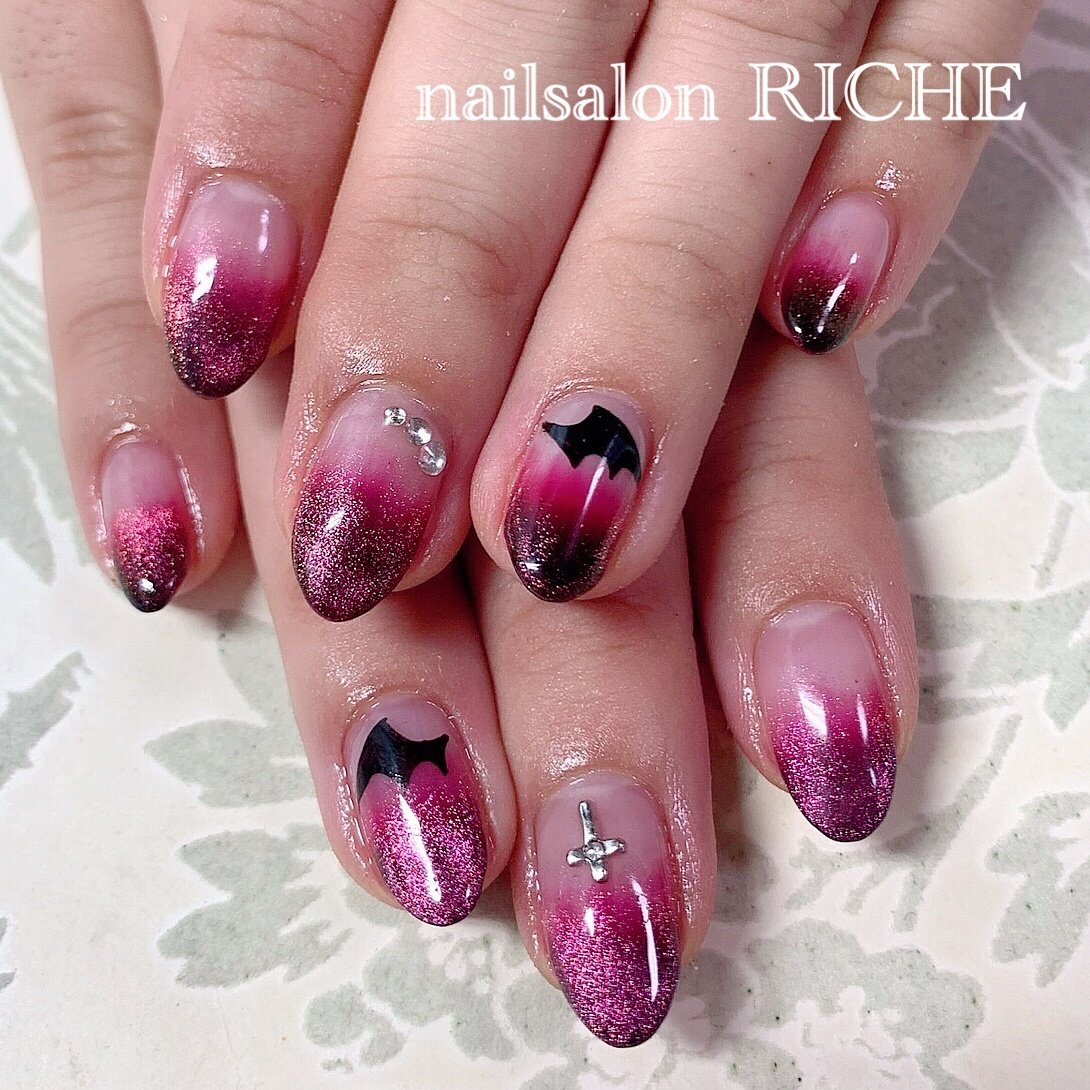 オールシーズン ハロウィン ハンド グラデーション ラメ Nailsalon Richeのネイルデザイン No ネイルブック