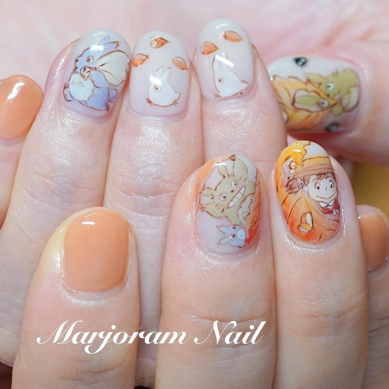 秋 ハンド ワンカラー キャラクター ベージュ Marjoramnailのネイルデザイン No ネイルブック