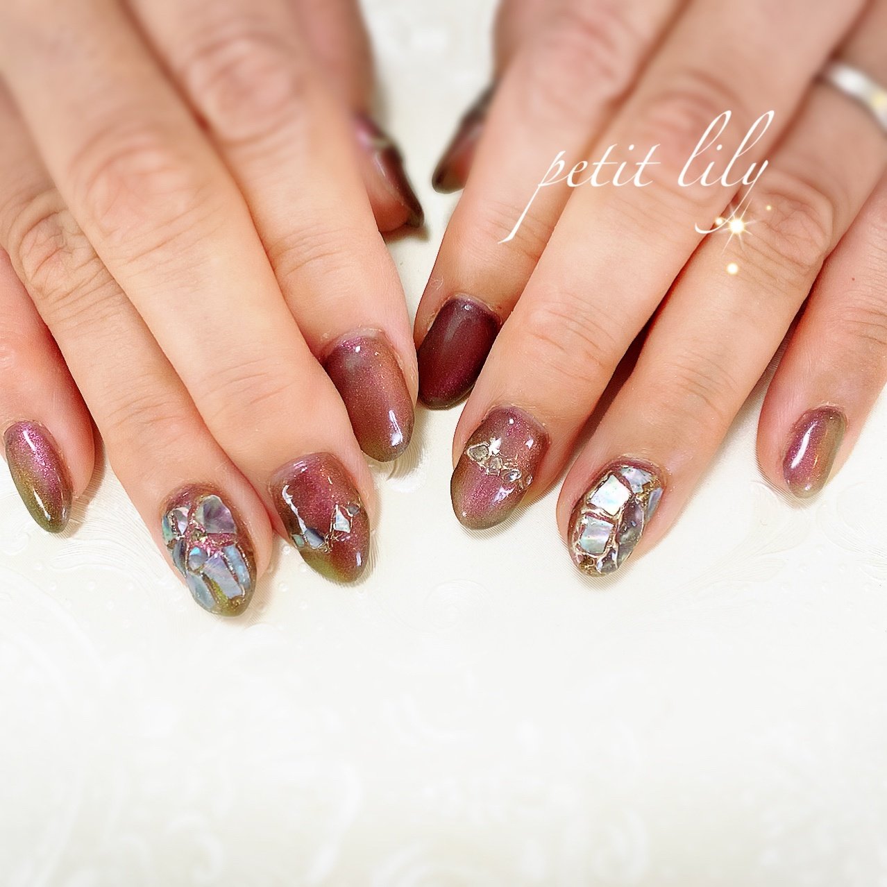 秋 ハンド シェル ミディアム パープル Sayuriのネイルデザイン No ネイルブック