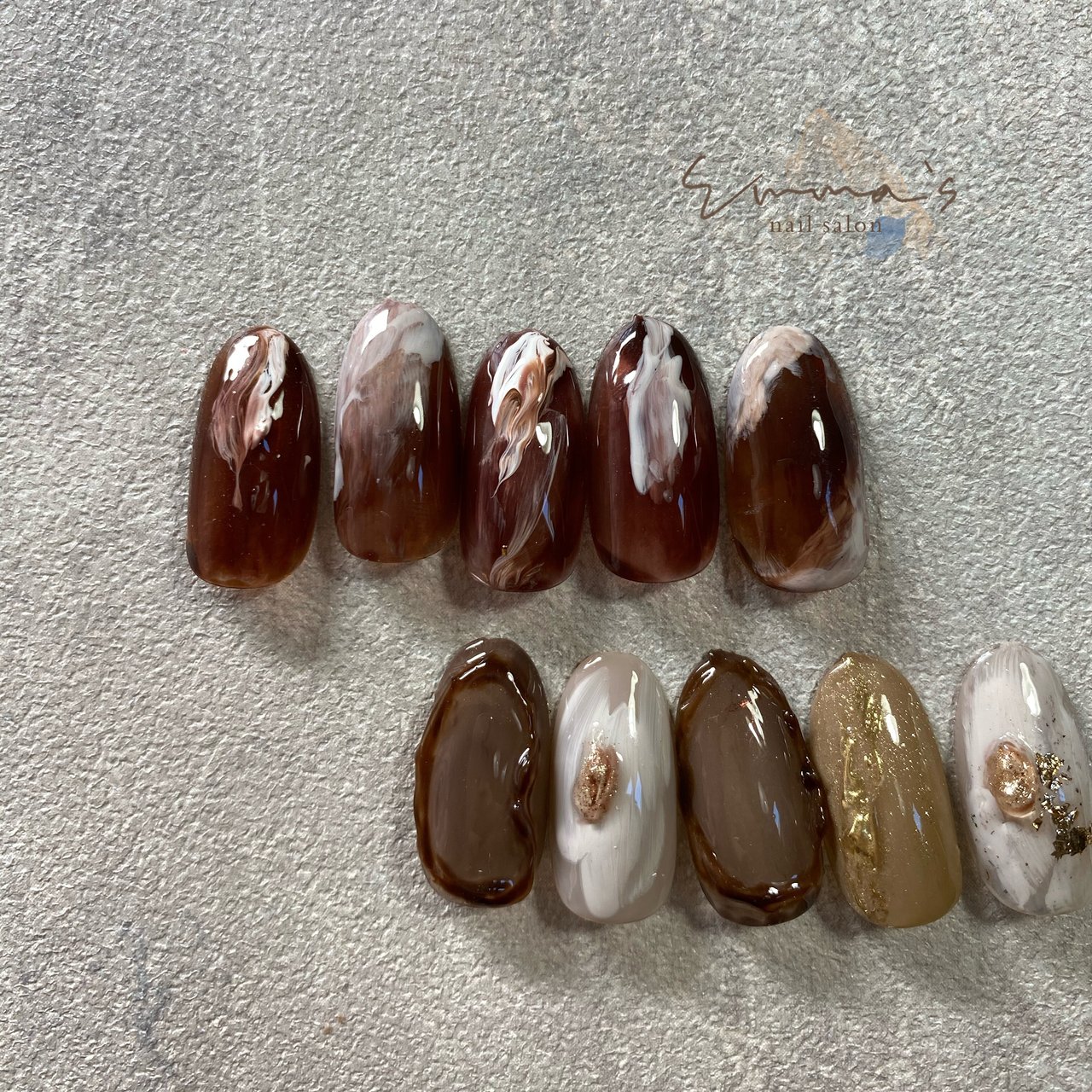 秋 冬 ブラウン ジェル ネイルチップ Emma S Nail エマズネイル のネイルデザイン No ネイルブック