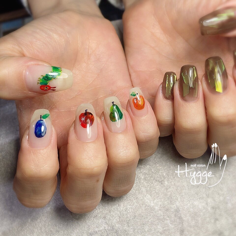 秋 冬 ハンド キャラクター フルーツ Nail Salon Hygge ヒュッゲ のネイルデザイン No ネイルブック