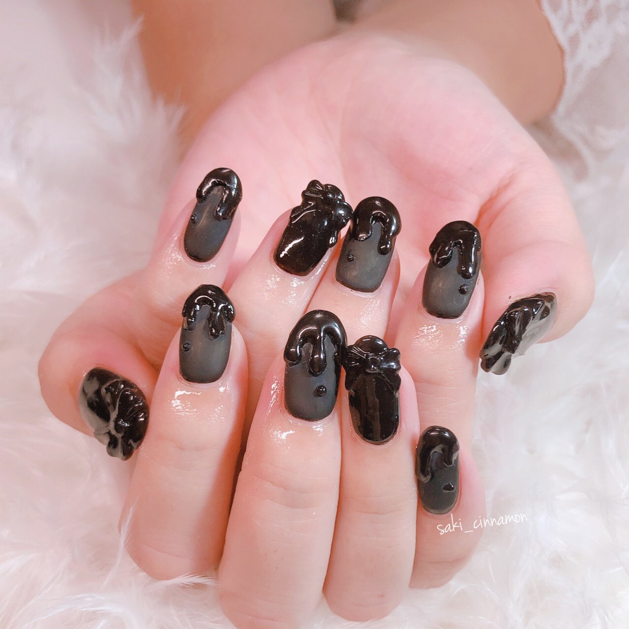 秋/冬/3D/マット/リボン - saki_cinnamonのネイルデザイン[No.5767992