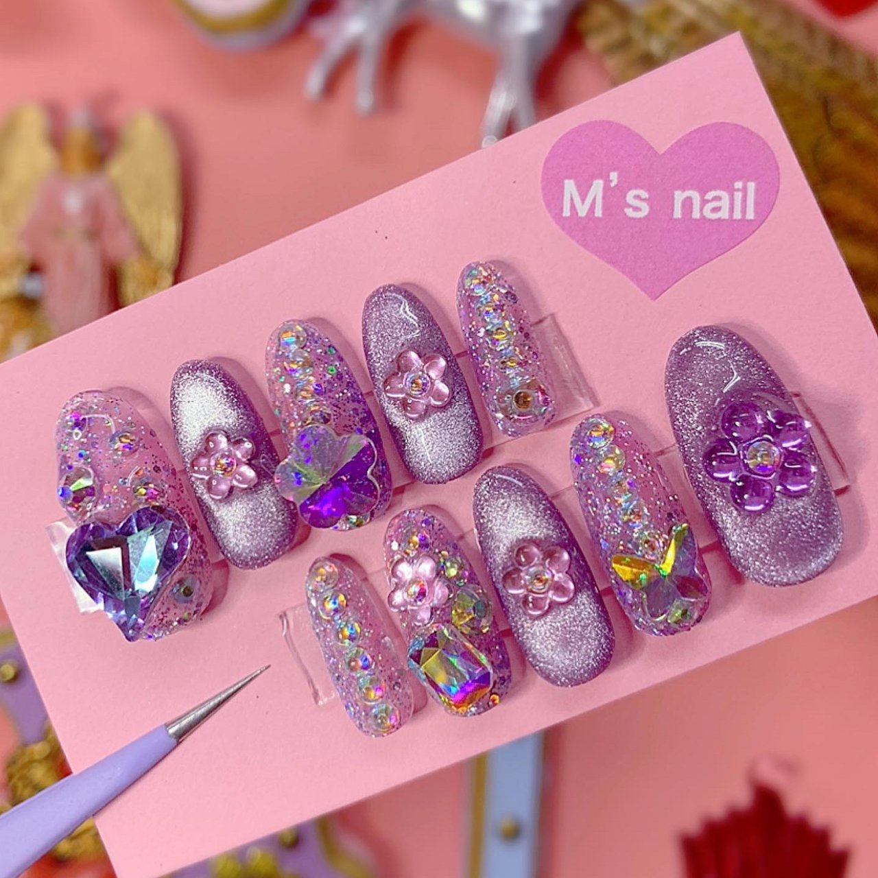 ビジュー ホログラム ラメ ピンク 水色 まるみのネイルデザイン No ネイルブック