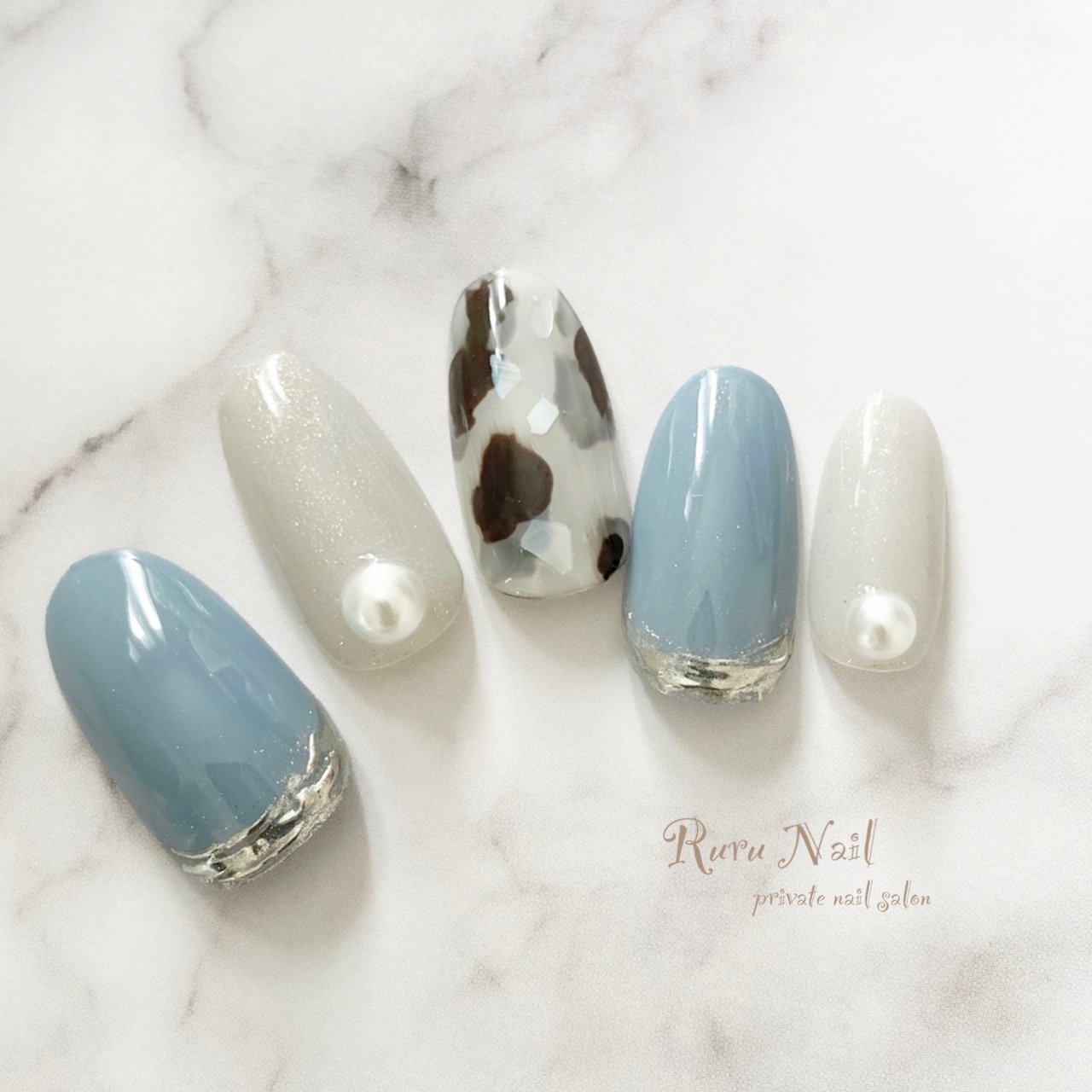 秋 冬 ハンド 水色 Ruru Nailのネイルデザイン No ネイルブック