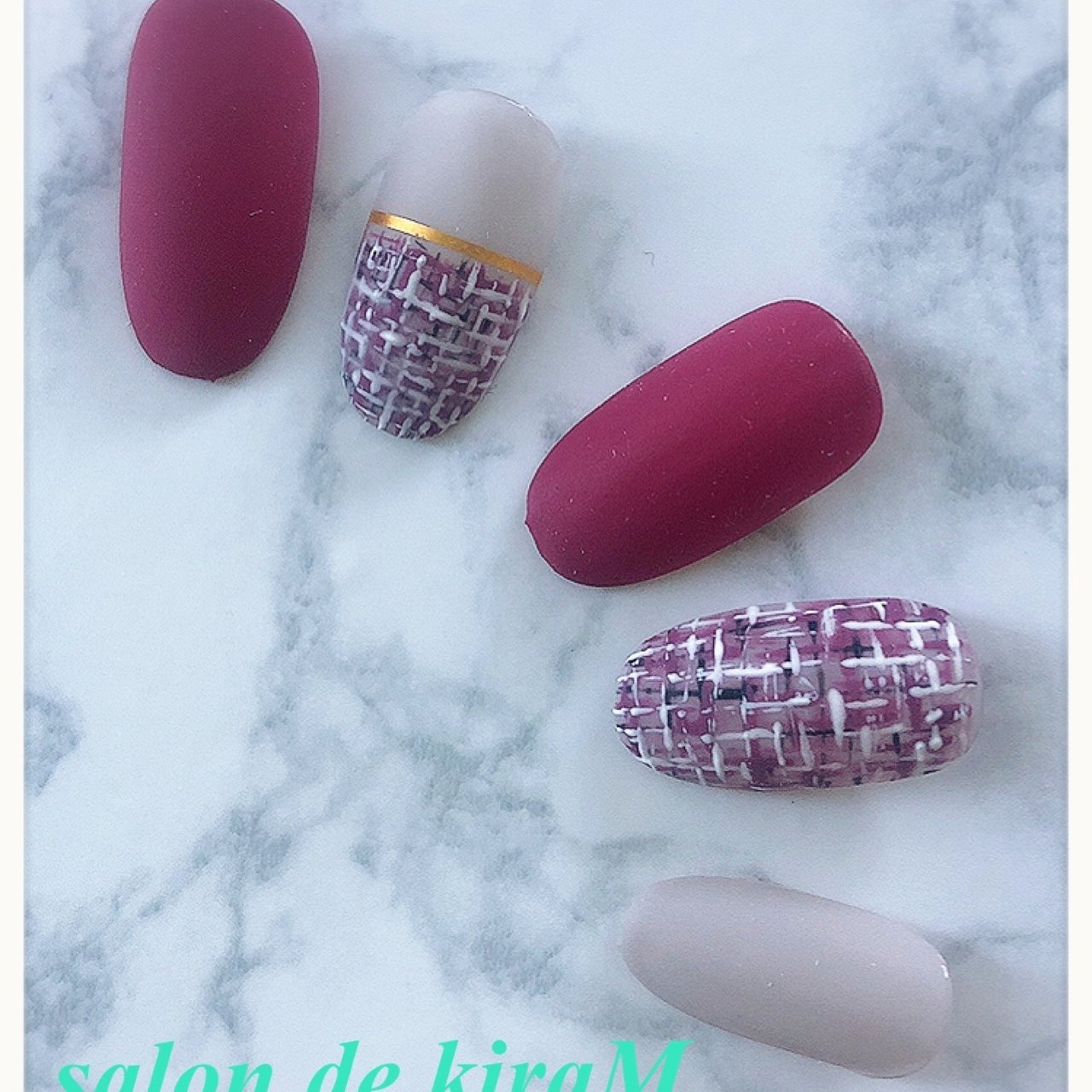 秋 冬 オールシーズン ワンカラー ツイード Salondekiramのネイルデザイン No ネイルブック