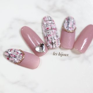 人気順｜ピンク/#大人ガーリーツイードのネイルデザイン｜ネイルブック