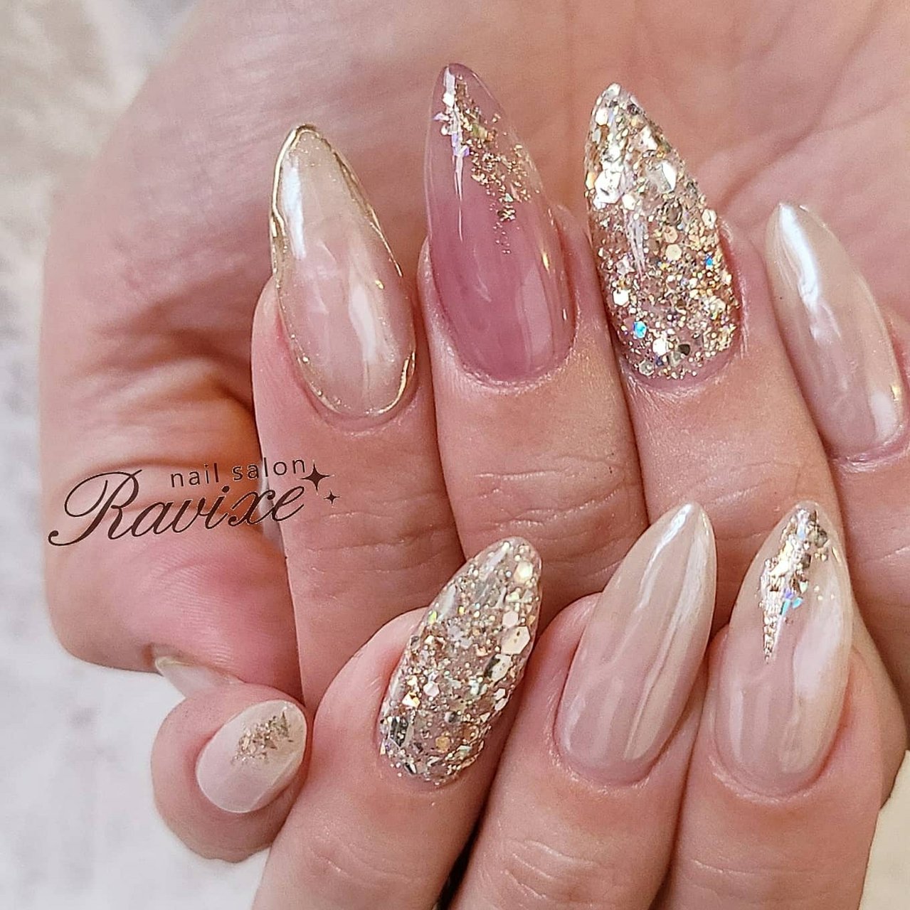 夏 ハンド ホログラム ラメ シースルー Nailsalon Ravixeのネイルデザイン No ネイルブック