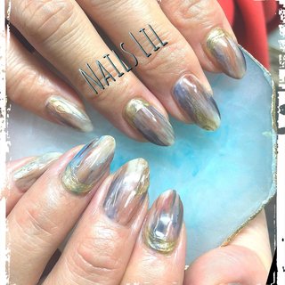 縦マーブルのネイルデザイン ネイルブック