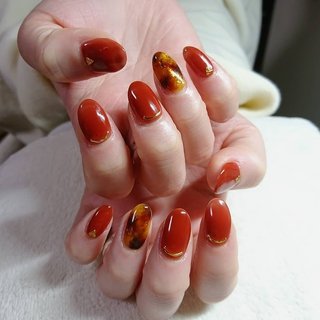 赤茶色ネイルのネイルデザイン ネイルブック
