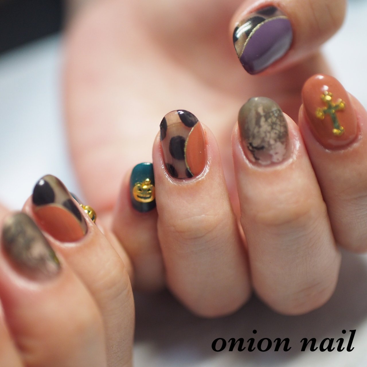 秋 ハロウィン ハンド キャラクター ドット Onion Nailのネイルデザイン No ネイルブック