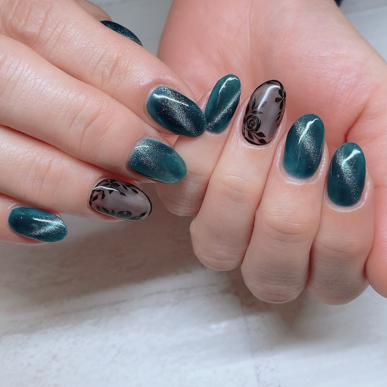 秋 ハンド ワンカラー フラワー シースルー Lumia Nailのネイルデザイン No ネイルブック