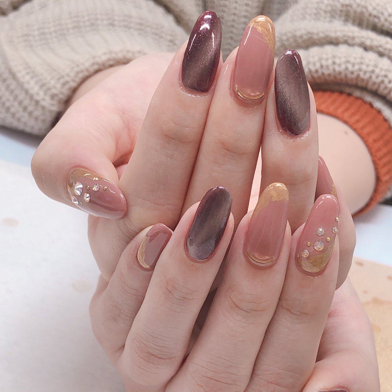 秋 冬 ハンド ワンカラー マグネット なっちゃんのネイルデザイン No ネイルブック