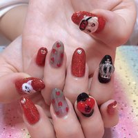 ロック 赤のネイルデザイン ネイルブック