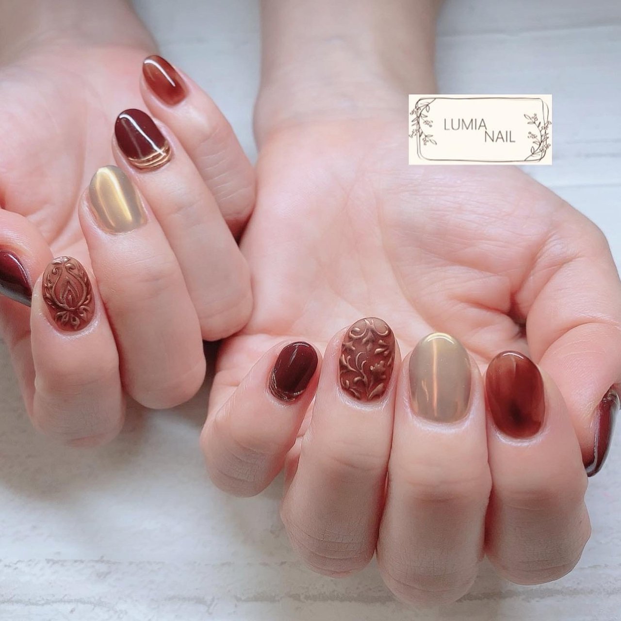 秋 ハンド ワンカラー ミラー ショート Lumia Nailのネイルデザイン No ネイルブック