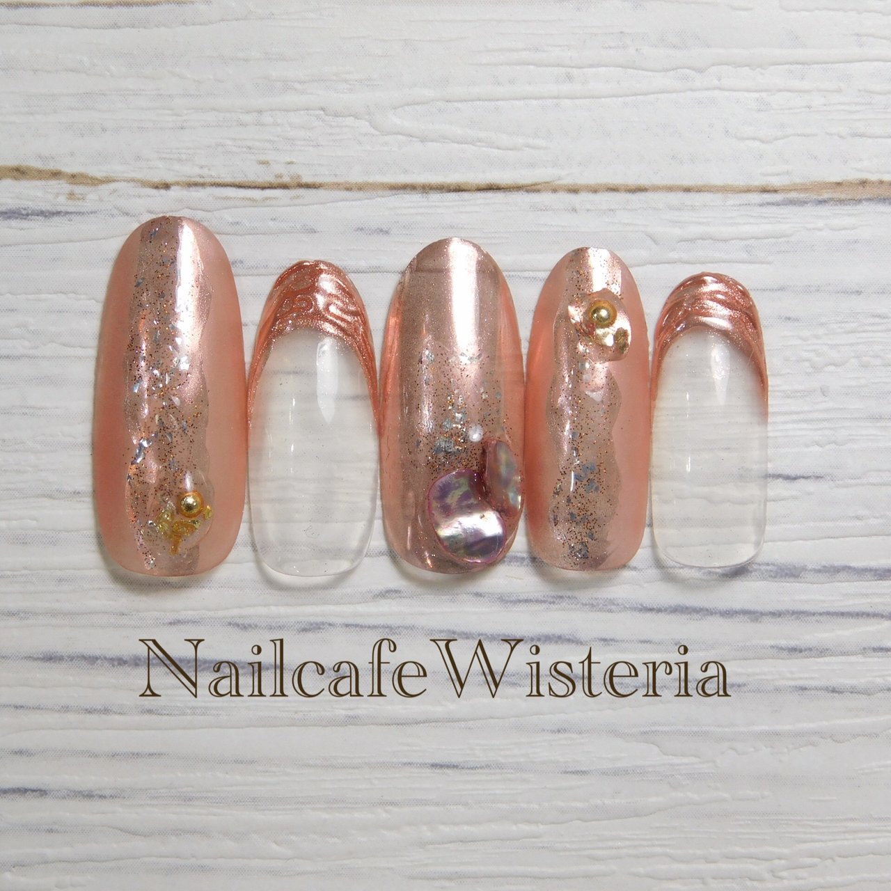 秋 ハンド ミラー ピンク ゴールド Nailcafewisteriaのネイルデザイン No ネイルブック