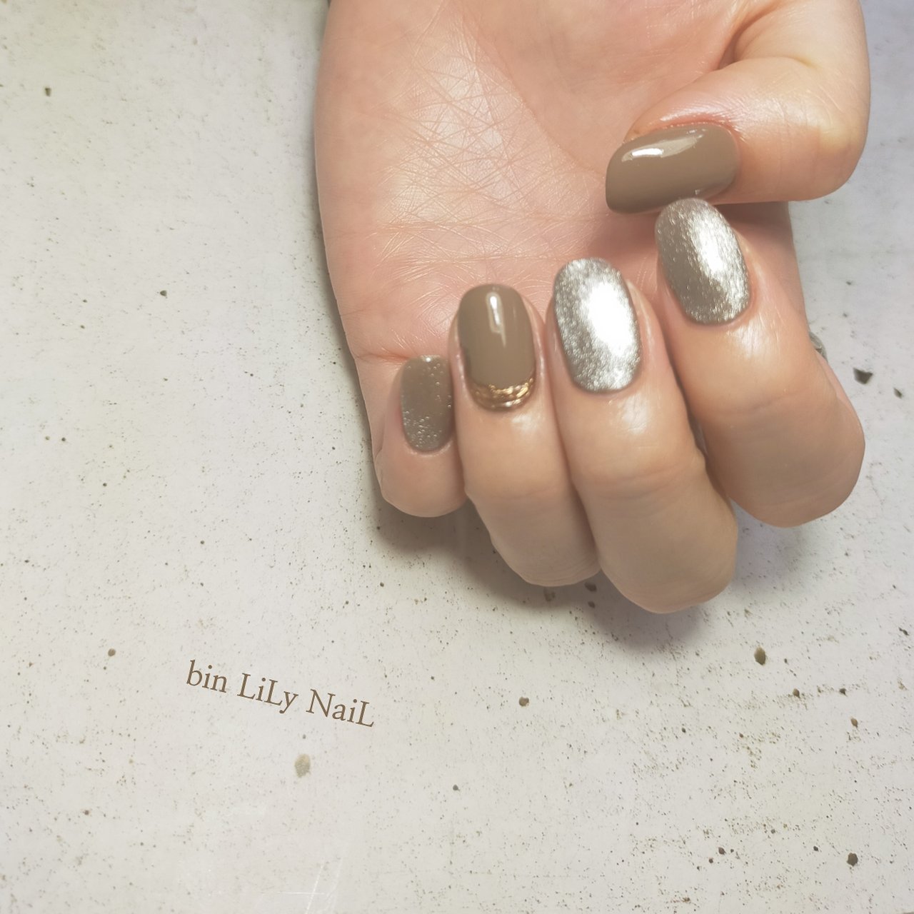 ニュアンス/マグネット/ミラー/ベージュ/ブラウン - _bin_lily_nail_の  