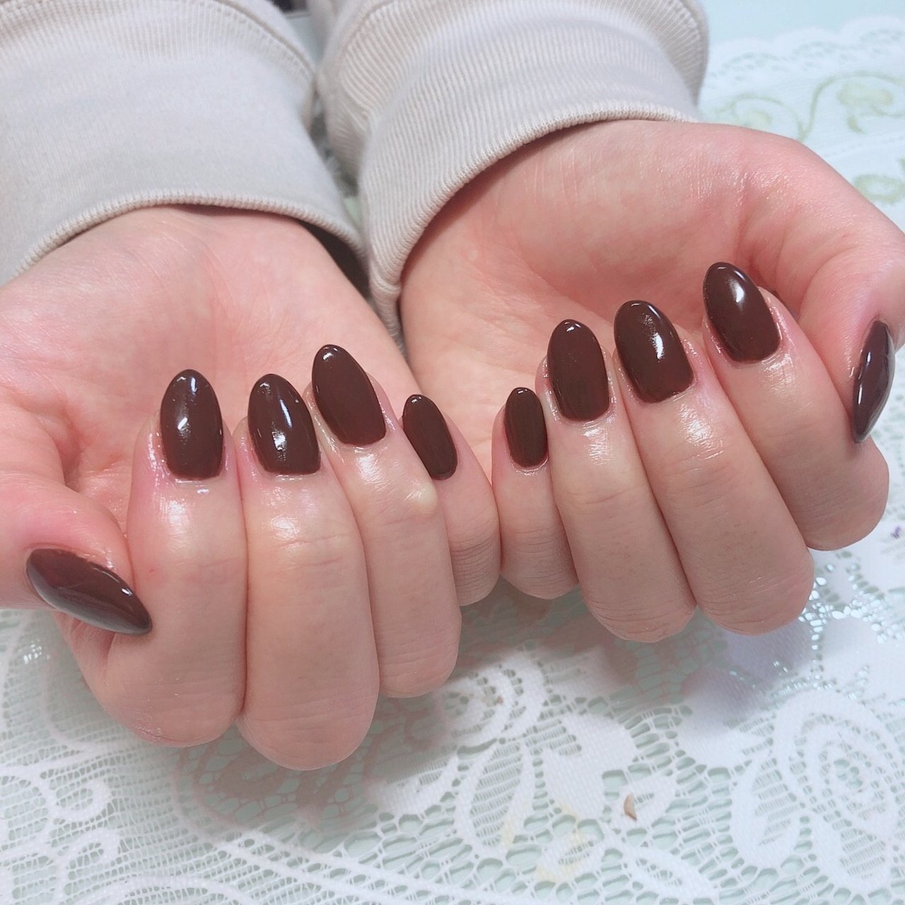 ハンド ブラウン ジェルネイル Crystal R Nail Salon のネイルデザイン No ネイルブック