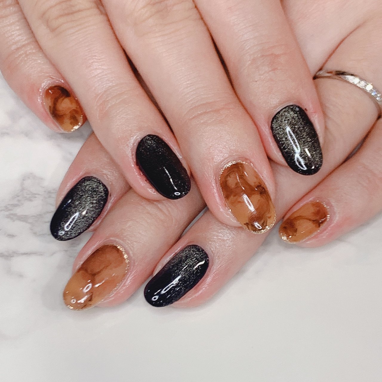 秋 冬 ハンド べっ甲 マグネット そのみんのネイルデザイン No ネイルブック