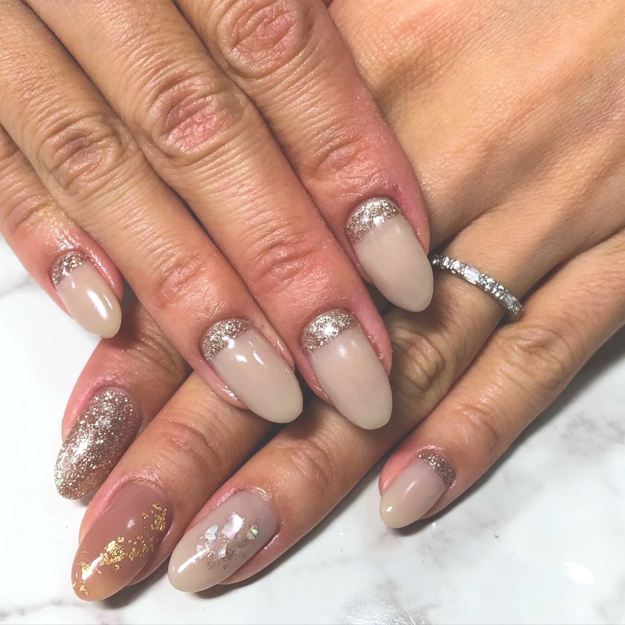 オールシーズン ハンド フレンチ ニュアンス ミディアム Tiaraimiのネイルデザイン No ネイルブック