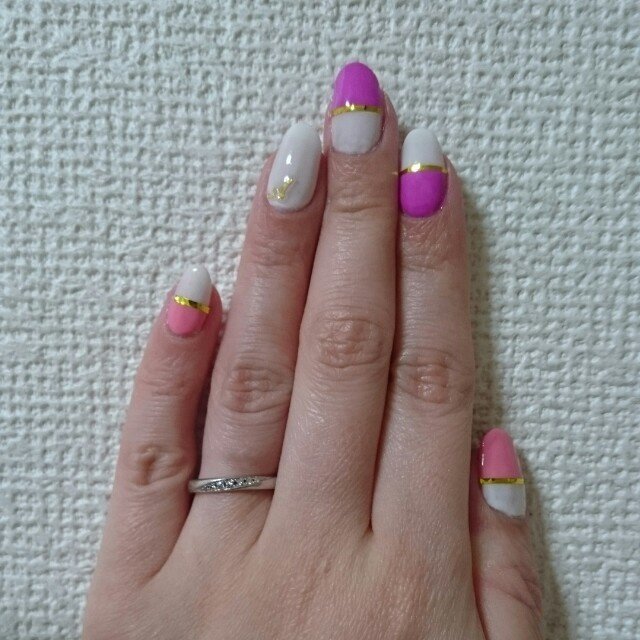 ハンド バイカラー セルフネイル Yuki0918のネイルデザイン No ネイルブック