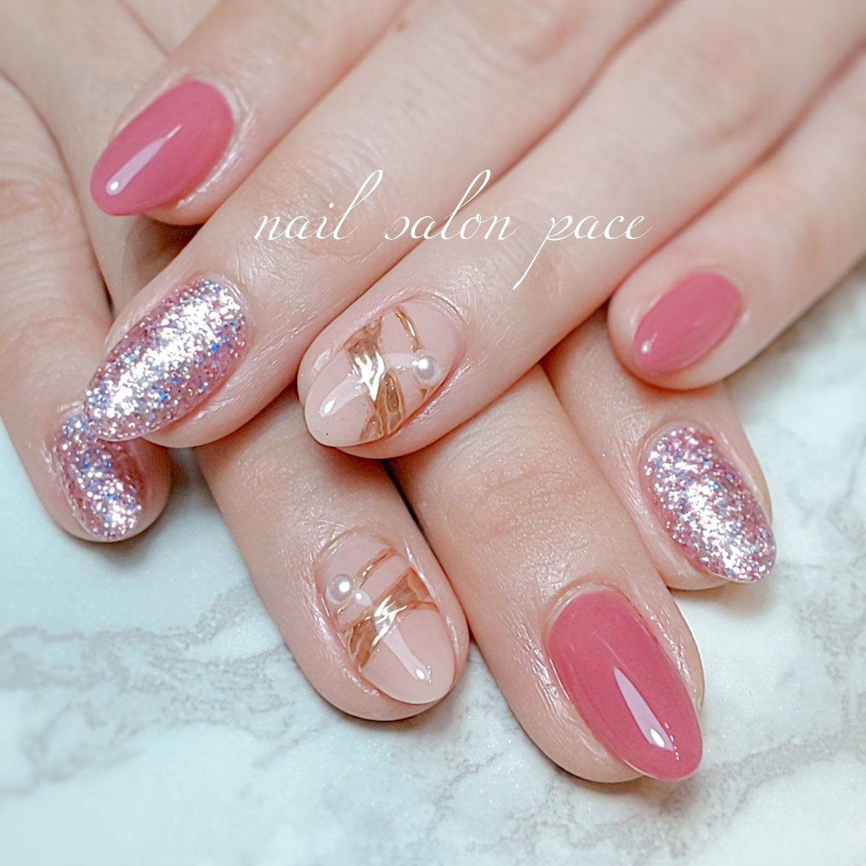 秋 冬 ミラー ピンク ゴールド Nail Salon Paceのネイルデザイン No ネイルブック