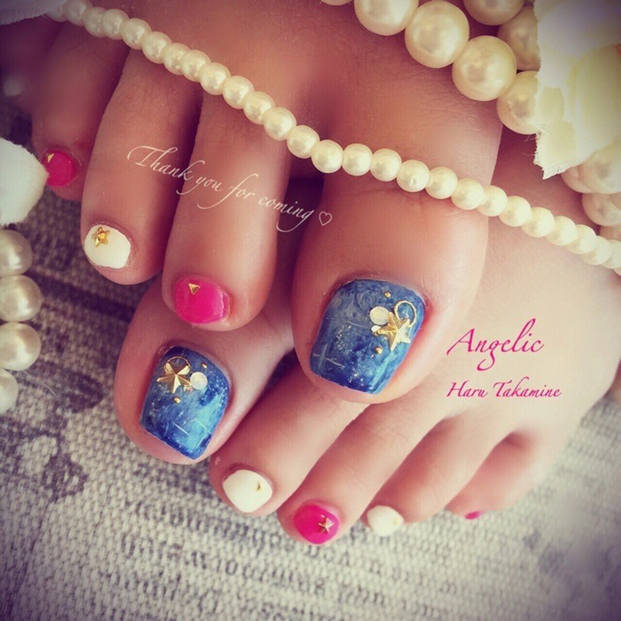 夏 フット デニム ブルー ジェルネイル Harutakamineのネイルデザイン No ネイルブック