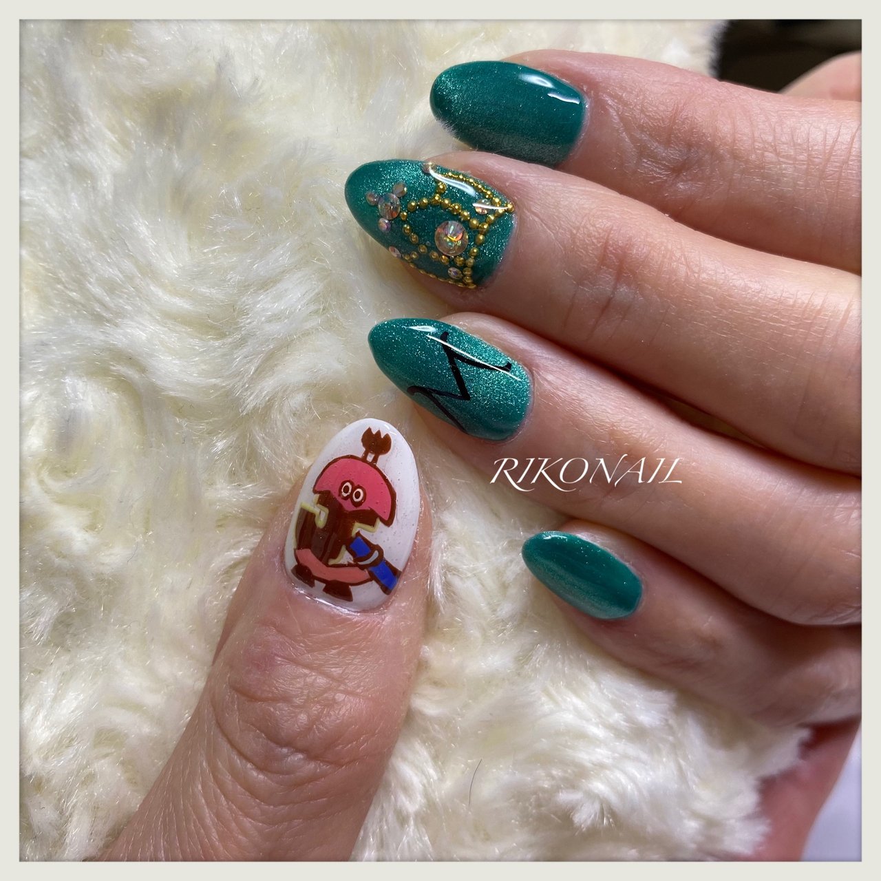 ライブ ハンド マグネット ミディアム グリーン Riko Nailのネイルデザイン No ネイルブック