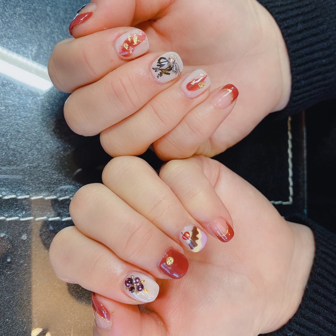 ショート ホワイト ボルドー カラフル パンダ Nail 川崎のネイルデザイン No ネイルブック