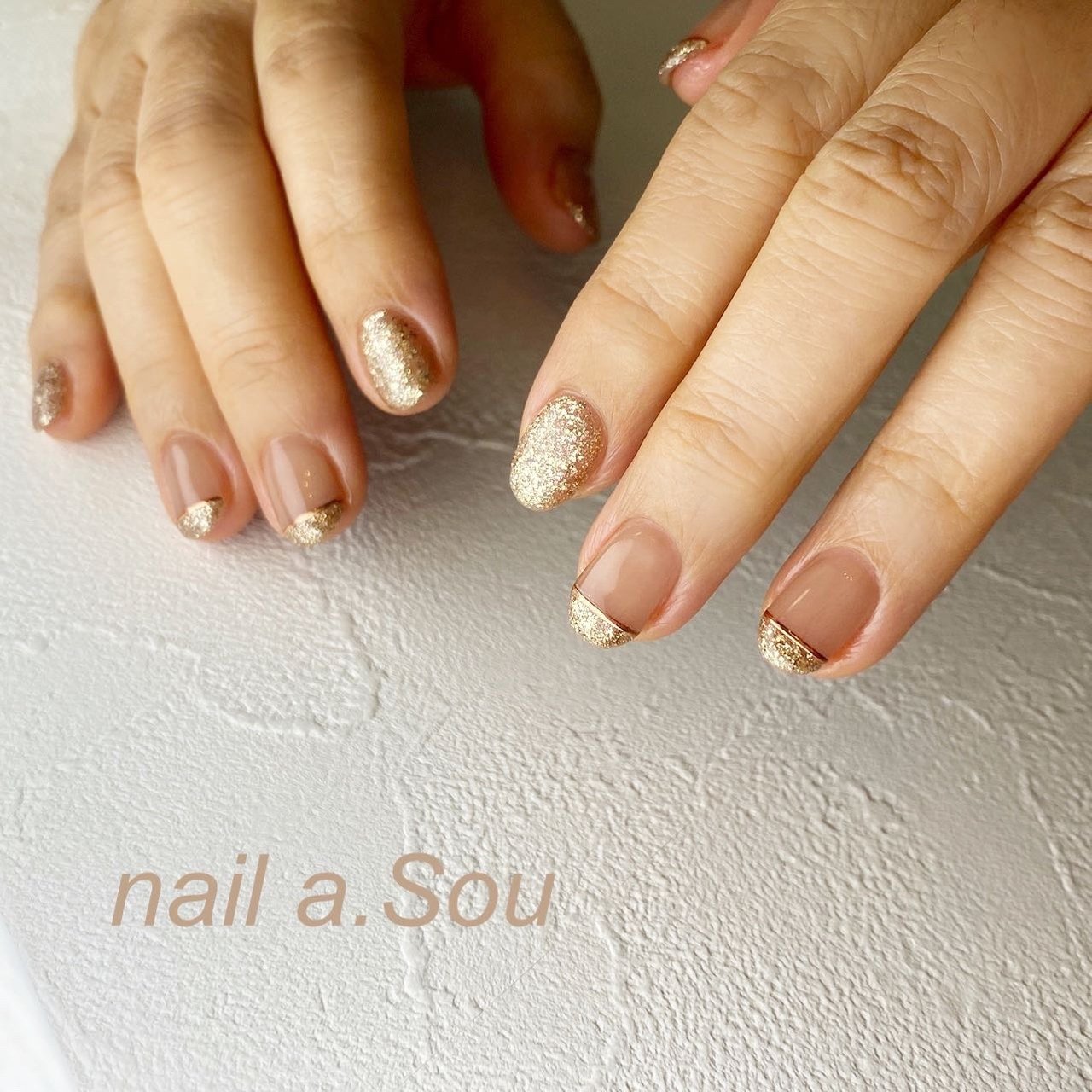 フレンチ ラメ ワンカラー クリア ベージュ Nail A ｓouのネイルデザイン No ネイルブック