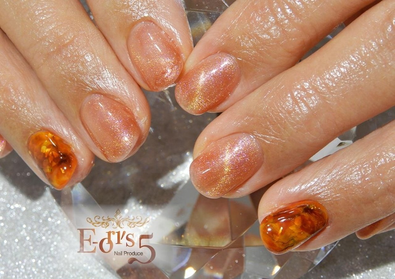 秋 オールシーズン 女子会 ハンド べっ甲 E 5 N Pのネイルデザイン No ネイルブック