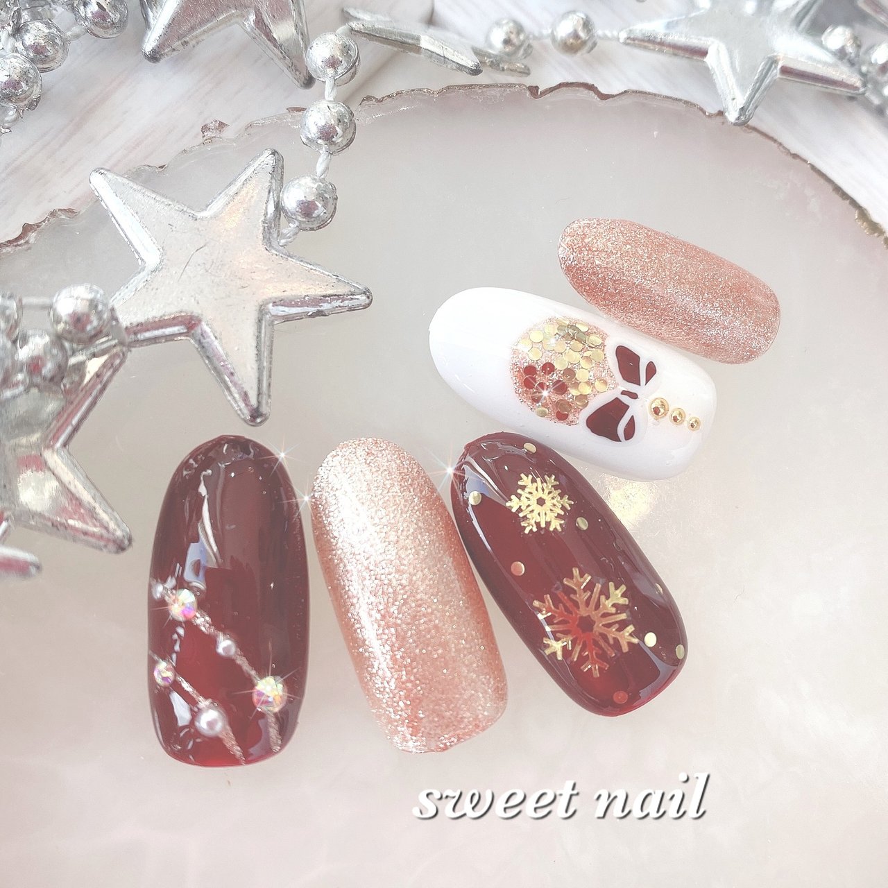 冬 クリスマス Sweetネイル スクールのネイルデザイン No ネイルブック