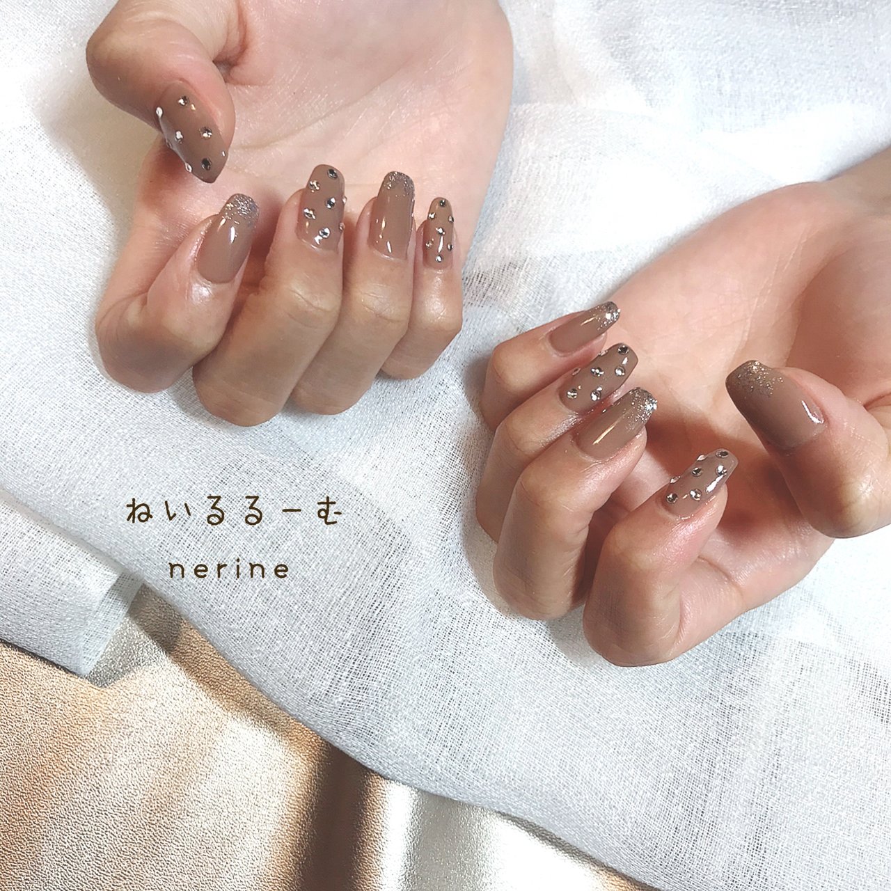 ハンド ベージュ ブラウン ねいるるーむ Nerineのネイルデザイン No ネイルブック