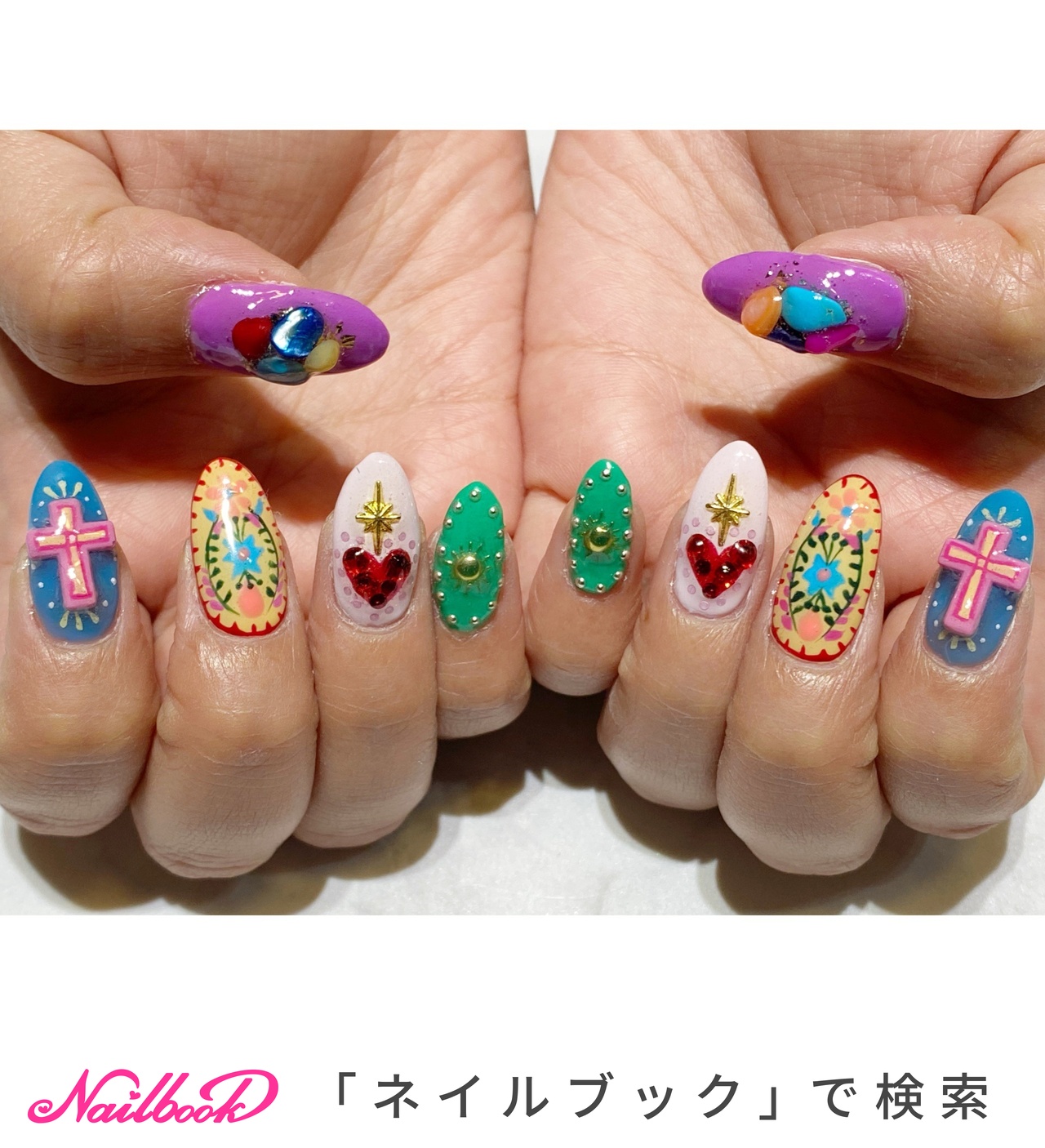 オールシーズン/ハンド/ボヘミアン/ミディアム/カラフル - YUN 💅の