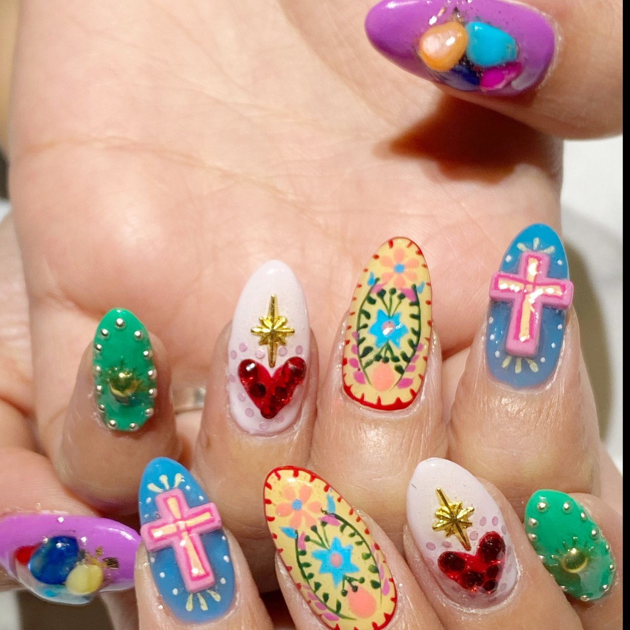 オールシーズン/ハンド/ボヘミアン/ミディアム/カラフル - YUN 💅の