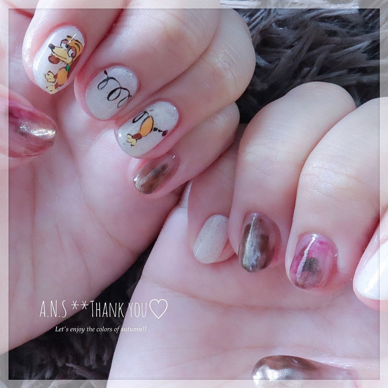 秋 リゾート 女子会 ハンド キャラクター A N S Acoのネイルデザイン No ネイルブック