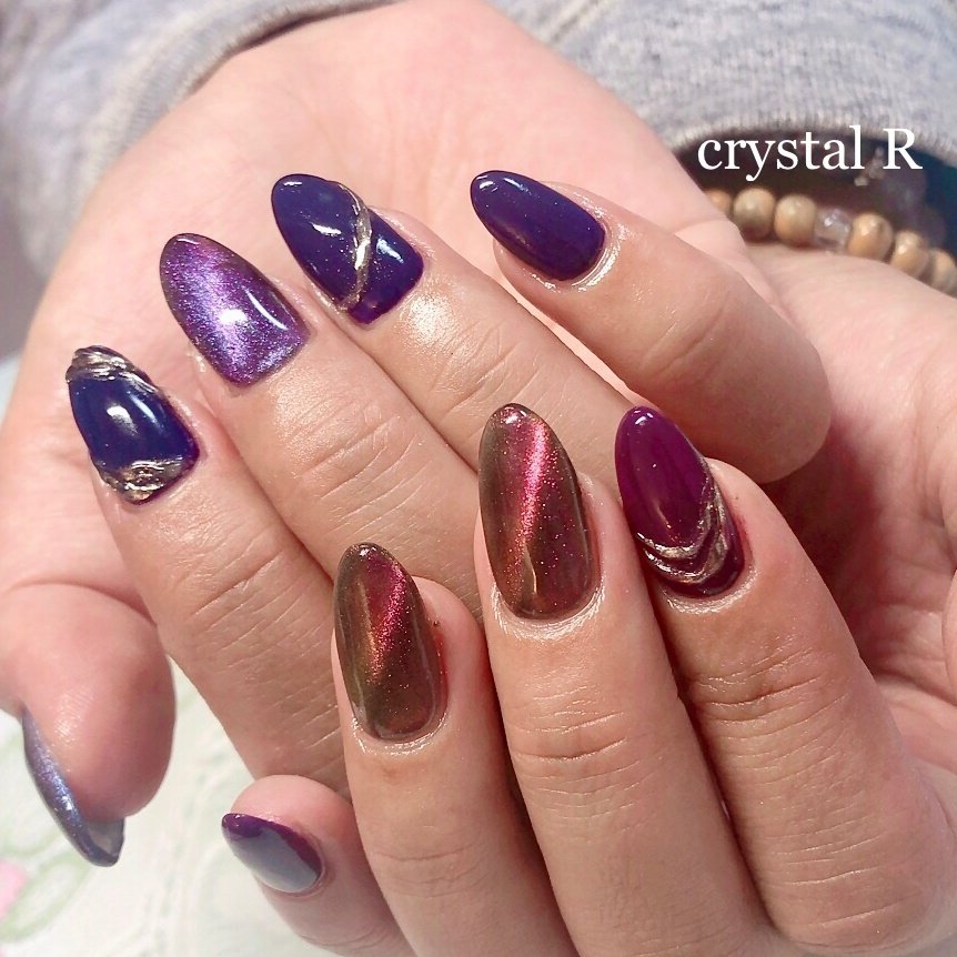 ラメ ワンカラー ミラー ギャラクシー パープル Crystal R Nail Salon のネイルデザイン No ネイル ブック