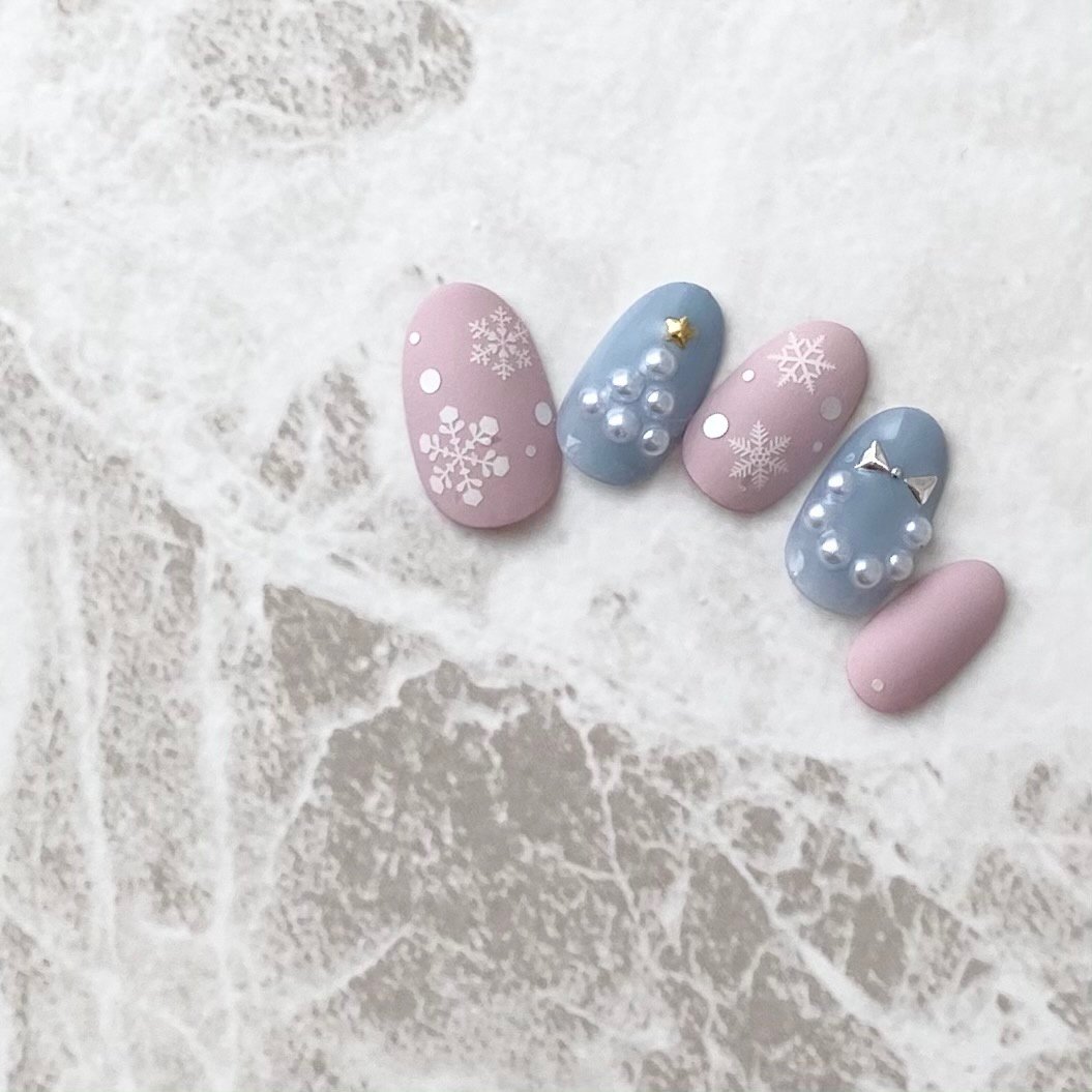 冬 クリスマス ハンド マット 雪の結晶 Aiのネイルデザイン No ネイルブック