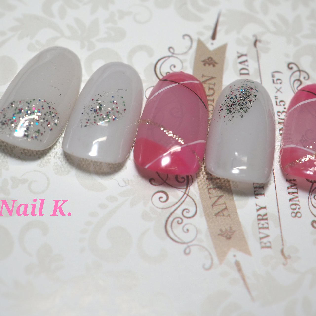 チェック アーガイル ピンク グレー Nail K のネイルデザイン No ネイルブック